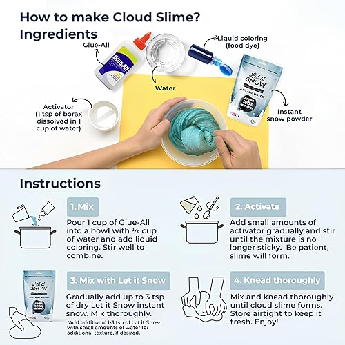 Miniatura 5 de Let it Snow Nieve Falsa Instantánea para Slime - Fabricada en los Estados Unidos, Suave, Segura y Fácil de Usar Polvo de Nieve Artificial - Nieve
