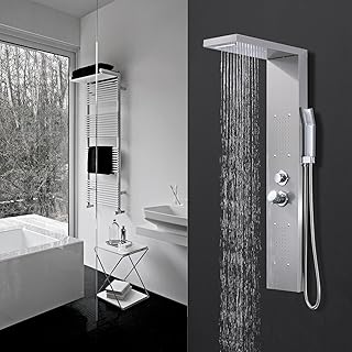 HOMELODY Duschpaneel, 4-Funktion Duscharmatur Komplettset mit Duscharmatur, einschließlich Regendusche, Massagedusche, Handbrause und Wanneneinlauf, geeignet für das Badezimmer, aus Edelstahl