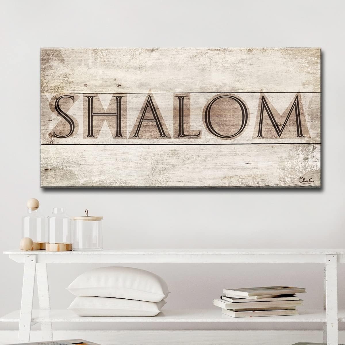 Ready2hangart Olivia Rose Inspirational 'Shalom I' Wrapped Canvas Judaica Wall Art 48" W x 24" H
