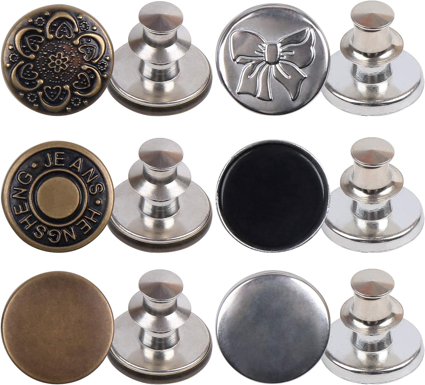 DIYASY Detachable Jean Buttons,12 Set No Sew Instant Button