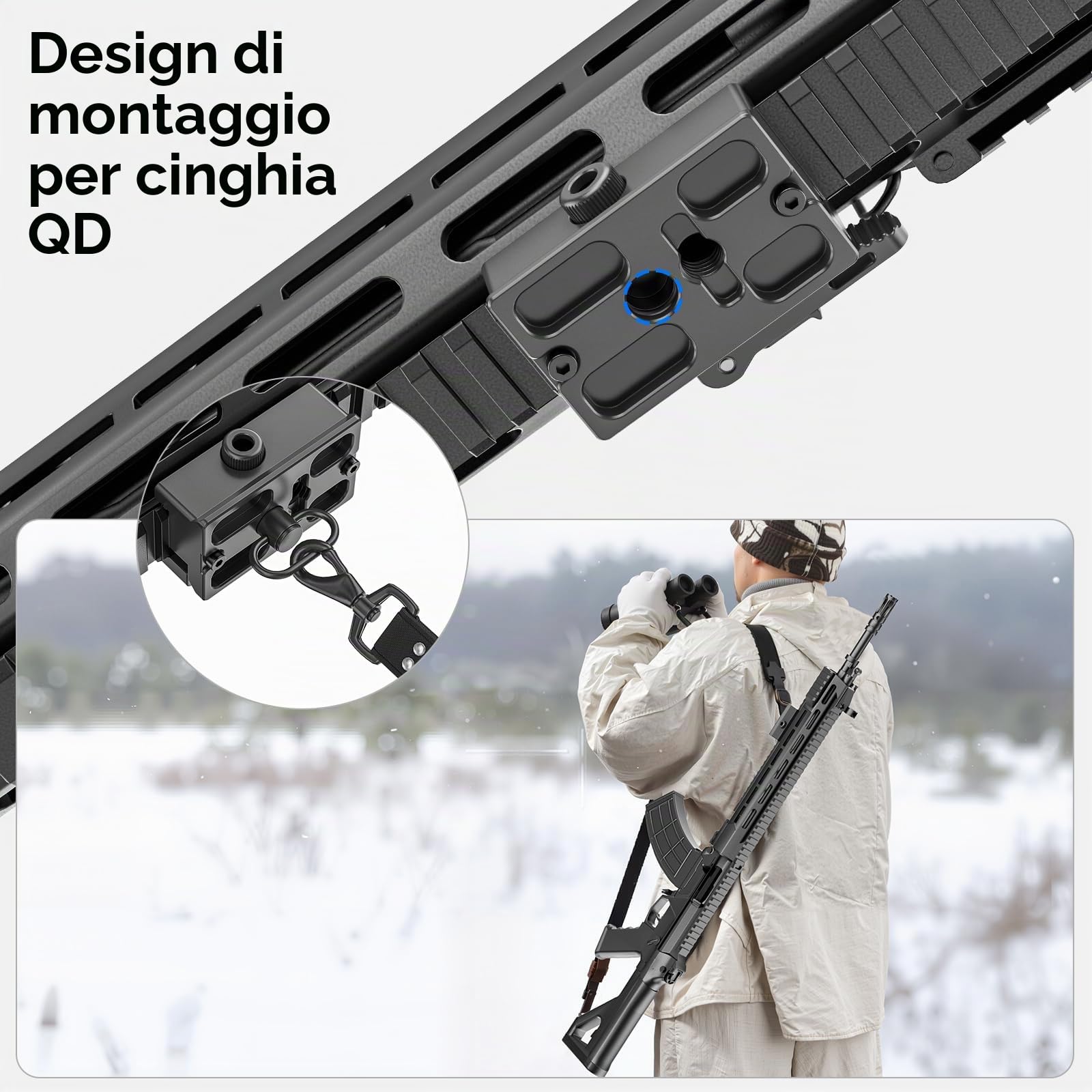WEYLLAN ARCA to Picatinny Adapter con Leva di Rilascio, Picatinny to Arca Adapter, Con Attacco a Coda di Rondine Standard Arca Swiss e Foro di Montaggio per Cinghia QD, Compatibile con Testa a Sfera