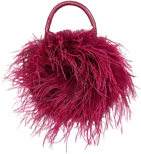 LVCOMEFF Monedero de plumas de avestruz para mujer, minivestido de noche para boda, fiesta, baile de graduación, banquete