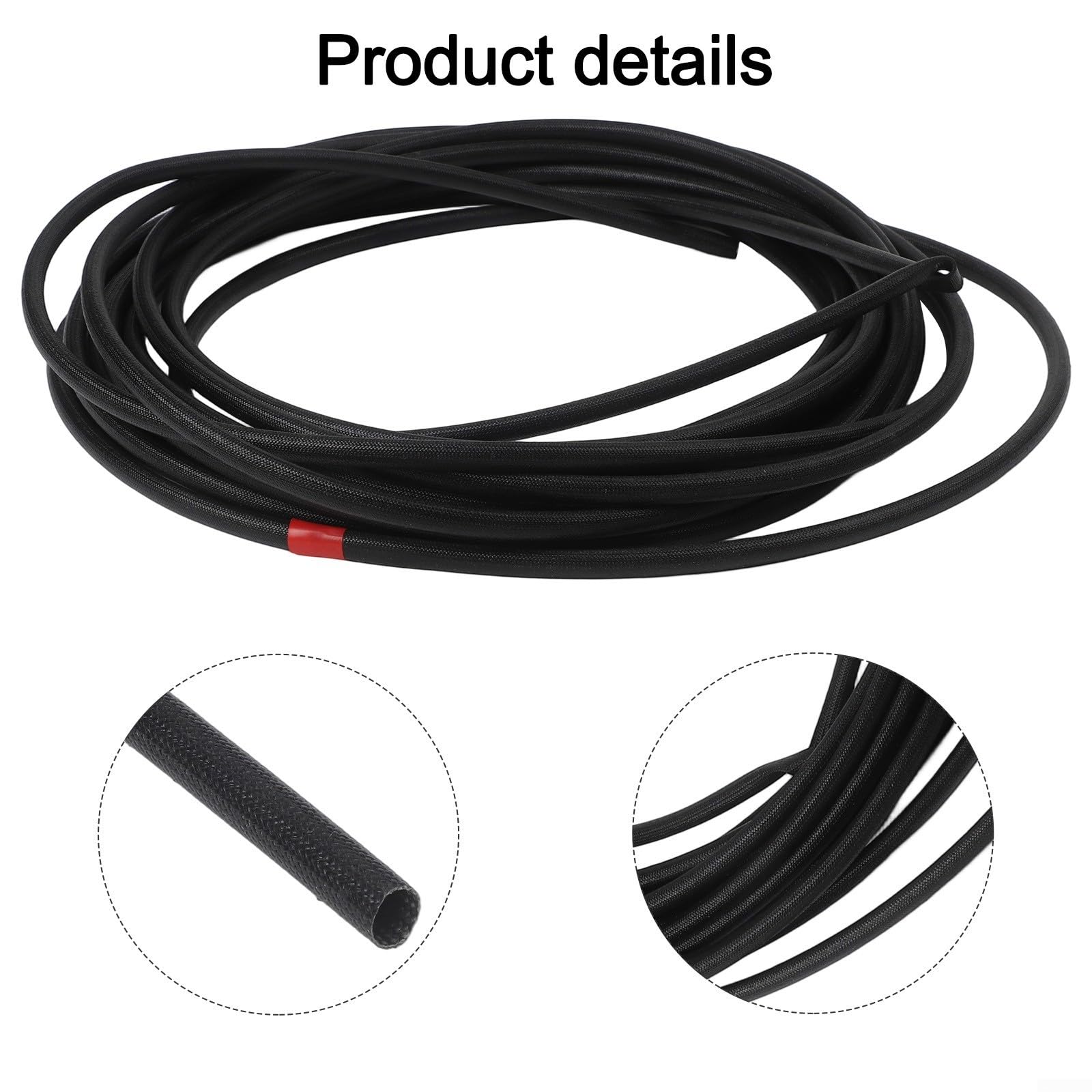 Guaina in fibra di vetro resistente alle alte temperature, 10 m, ignifuga, per raffreddamento ad olio combustibile, sistemi PCV, protezione contro le emissioni di vapore, nero (6 mm)