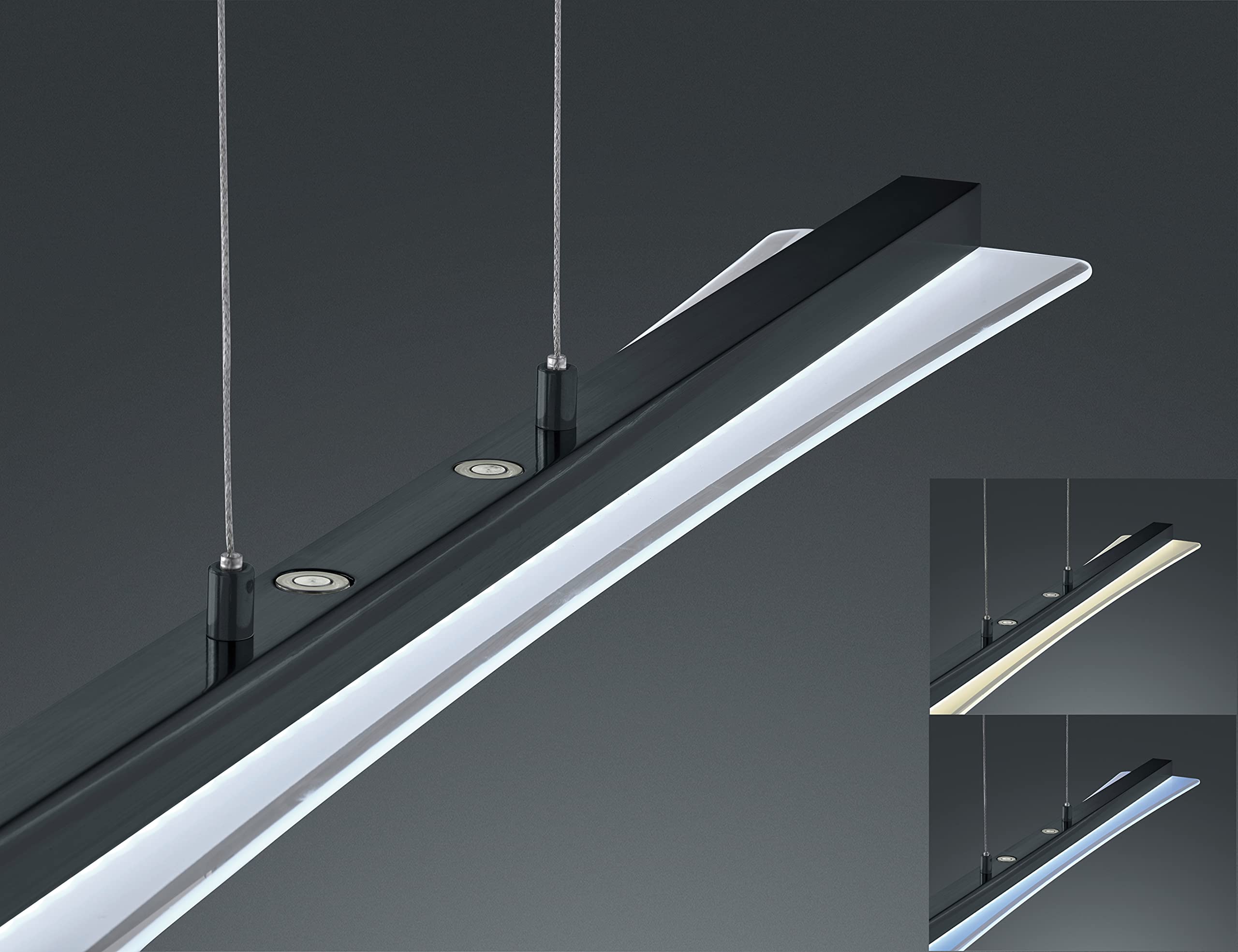 Reality Leuchten LED Pendelleuchte Smash R32421132, Metall Schwarz matt, Glas weiß satniert oder klar, inkl. 18 Watt LED, 4 fach Touch