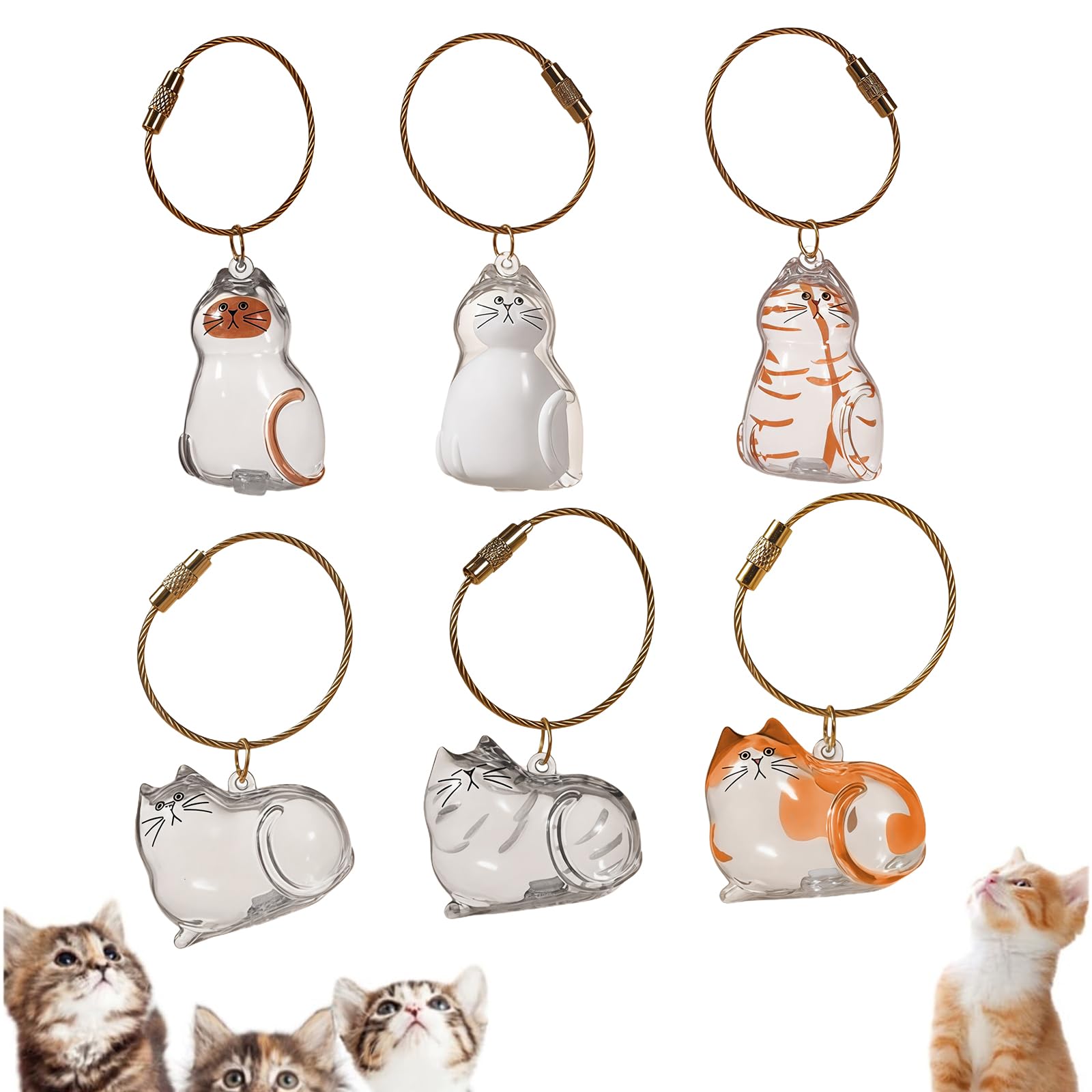 Pet Hair Keepsake, Set of 6 Pet Hair Pendants for Filling, Ash Jewellery for Pets, Memorial for Deceased Cat, Cat Hair, for Cats, Dogs and Furry Pets
