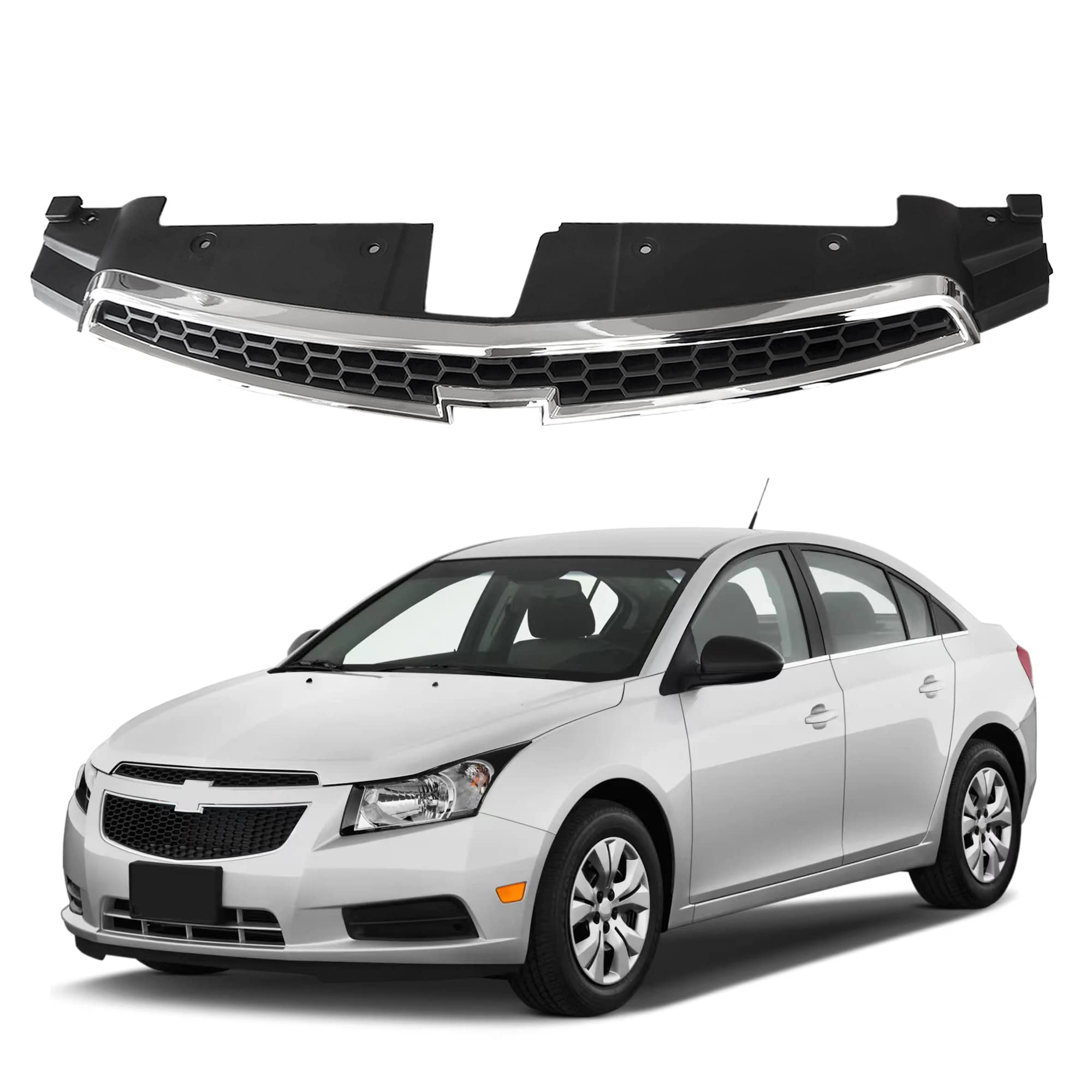 PartsFlow Grille Compatible With 2011 2012 2013 2014 Chevrolet Chevy Cruze Front Upper W/Chrome Grill