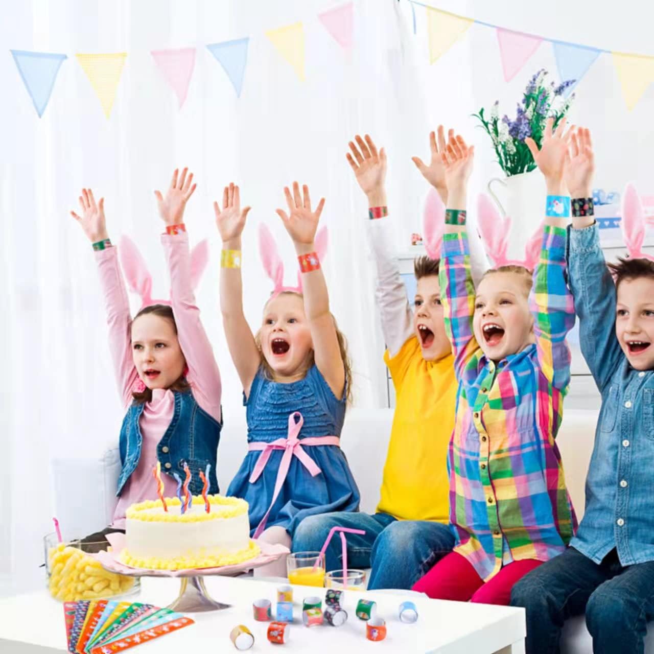 48pcs Easter Slap Bracelets Easter Egg Bunny Snap Bracelet Party Favor Toys for Kids Easter Basket Stuffers Egg Filler Classroom - Image 6