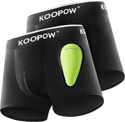 KOOPOW Paquete de 2 calzoncillos de compresión para niños con copa atlética protectora suave ropa interior peewee juvenil para béisbol fútbol