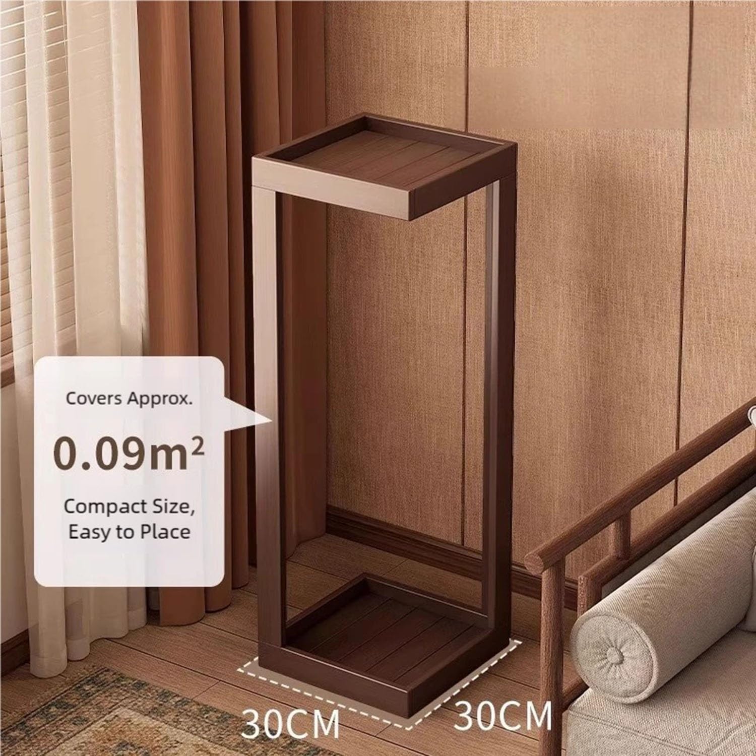 KYOFIS Wooden Plant Stand Indoor, 2-Tier Modern Corner Shelf Unit, Vertical Flower Display Rack with Open Frame, Stable Brown Wood Stand(50cm)