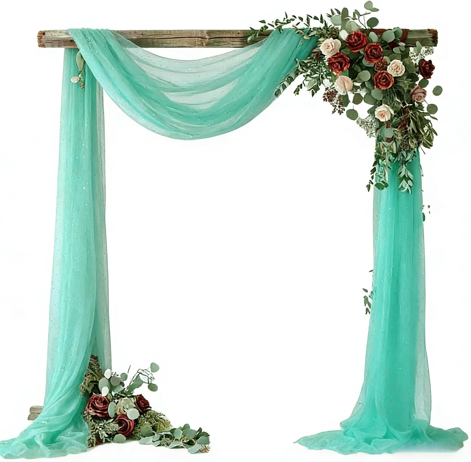 MANGATA CASA Glitter Tulle Table Runner 10FT Rustic Gauze Cheesecloth Fabric for Wedding Bridal Baby Shower Decoration(Tiffany Blue-27"x120"-2pcs) image 5