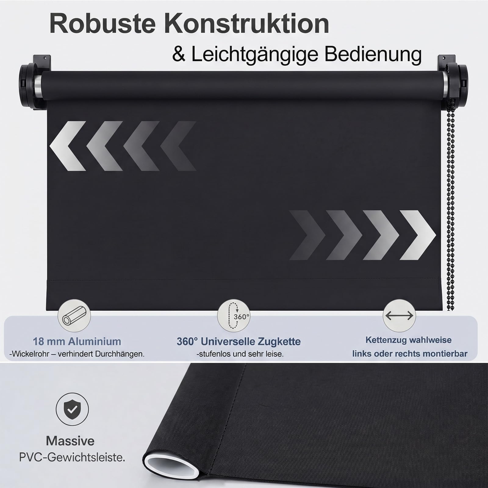 SALCAR Thermorollo ohne Bohren Klemmfix - Verdunkelungsrollo für Fenster & Tür, Seitenzugrollo mit 18mm Alurohr & Thermo-Beschichtung, Sonnenschutz Hitzeschutz Sichtschutz, Schwarz, B 60 x H 130 cm - Image 4