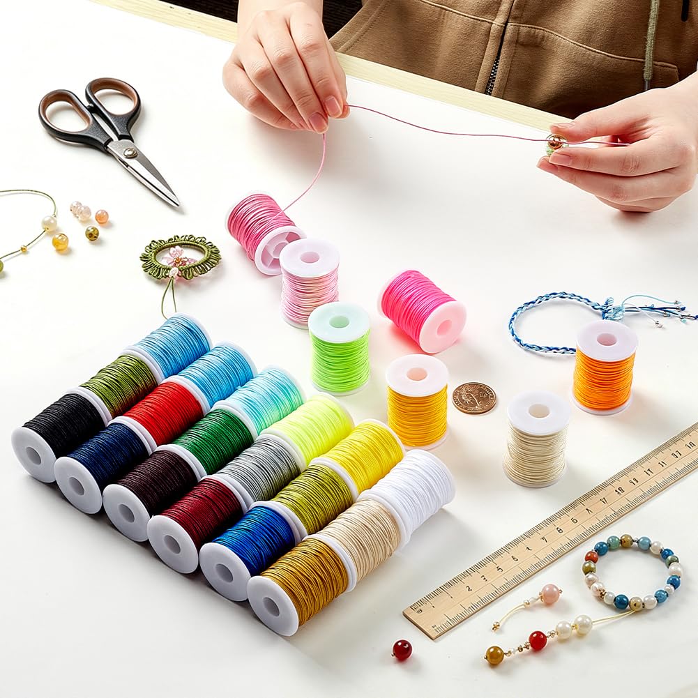 PH PandaHall 25 Couleurs Fil de Nylon Cordon Bracelet, Nylon Corde Macramé 0.8mmx10m Fil Nylons Bracelet Corde en Tressée pour Bijoux Bracelets Collier Nœuds Chinois, Kumihimo, Macramé