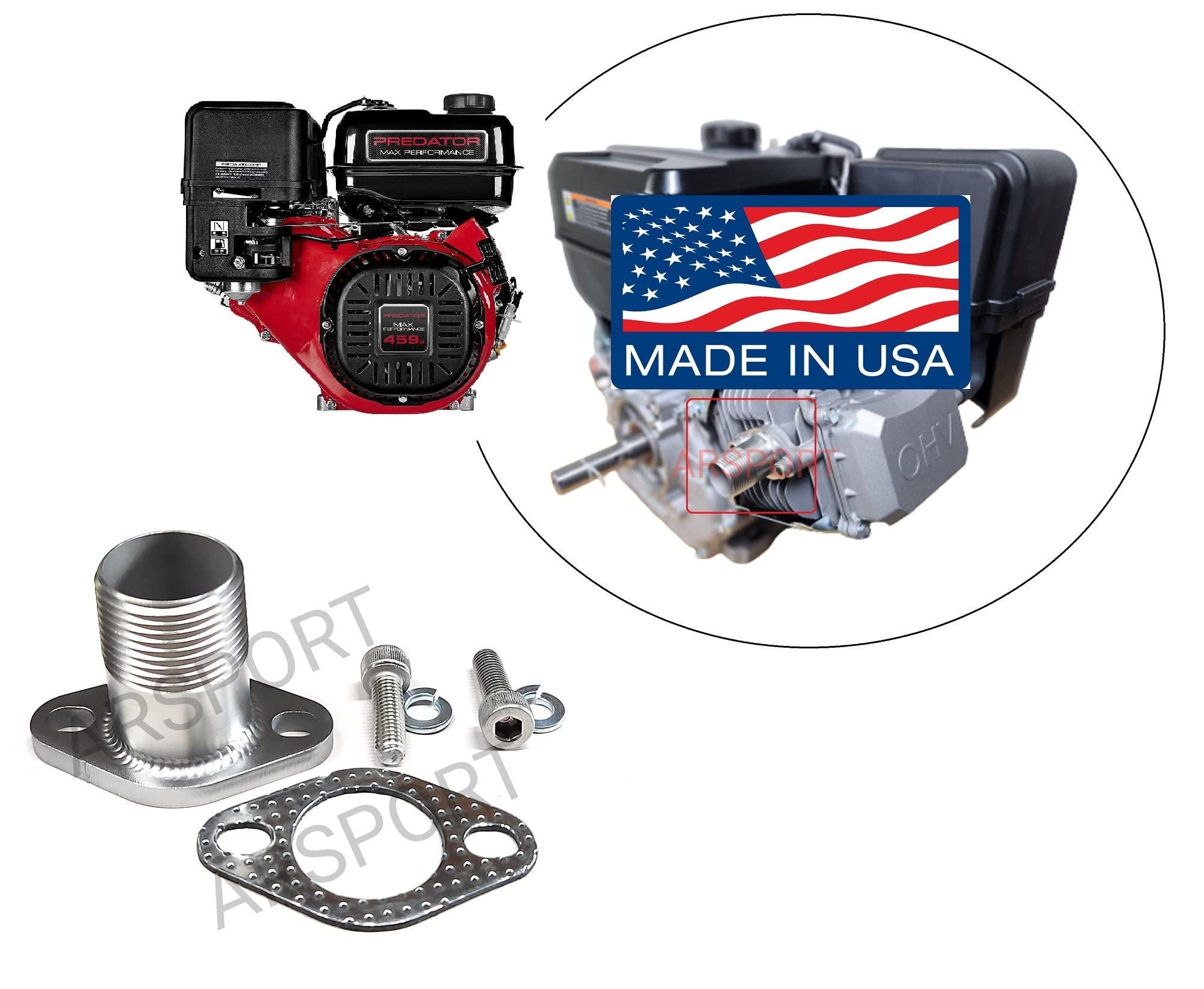 Amazon.com: ARSPORT Exhaust Adaptor Male 1'' Flange Compatible for