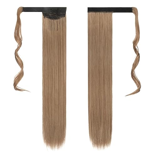 Miniatura 2 de Extensión de cabello Feshfen, cola de caballo, rectas, 28 pulgadas de largo, envuelve alrededor del sujetador de la peluca sintética en la cola de