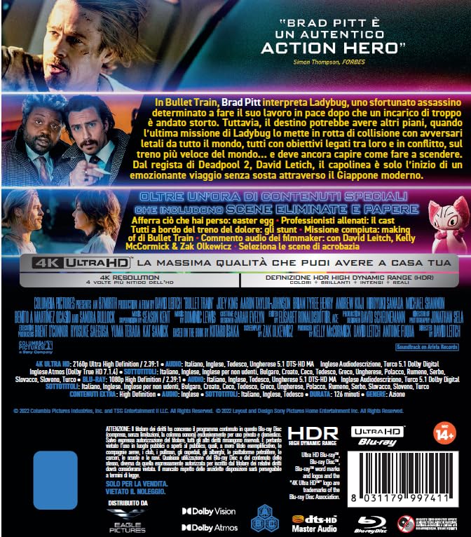 Bullet Train Blu-Ray disco de importación libre de región garantizado 3
