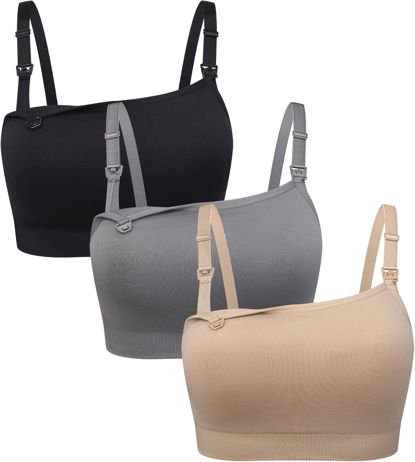 Suekaphin Square Neck Nursing Bra for Pregnancy Women Maternity Pull-On Breastfeeding Bra Fixed Cups