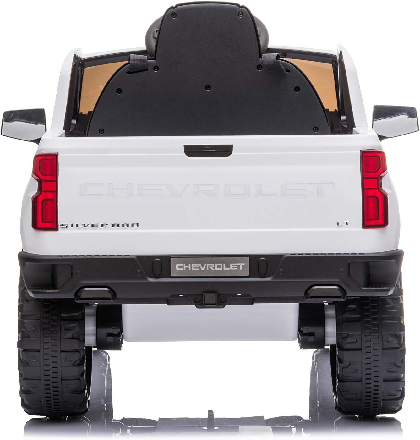 Kids Ride On Truck — 12V Ride On Car with Remote Control — Pick-up Electric Truck Vehicle with Parental Remote, Open Doors, Seat Belt, MP3 Music, Trunk — Americas Toys Compatible with Chevrolet White : Toys & Games
