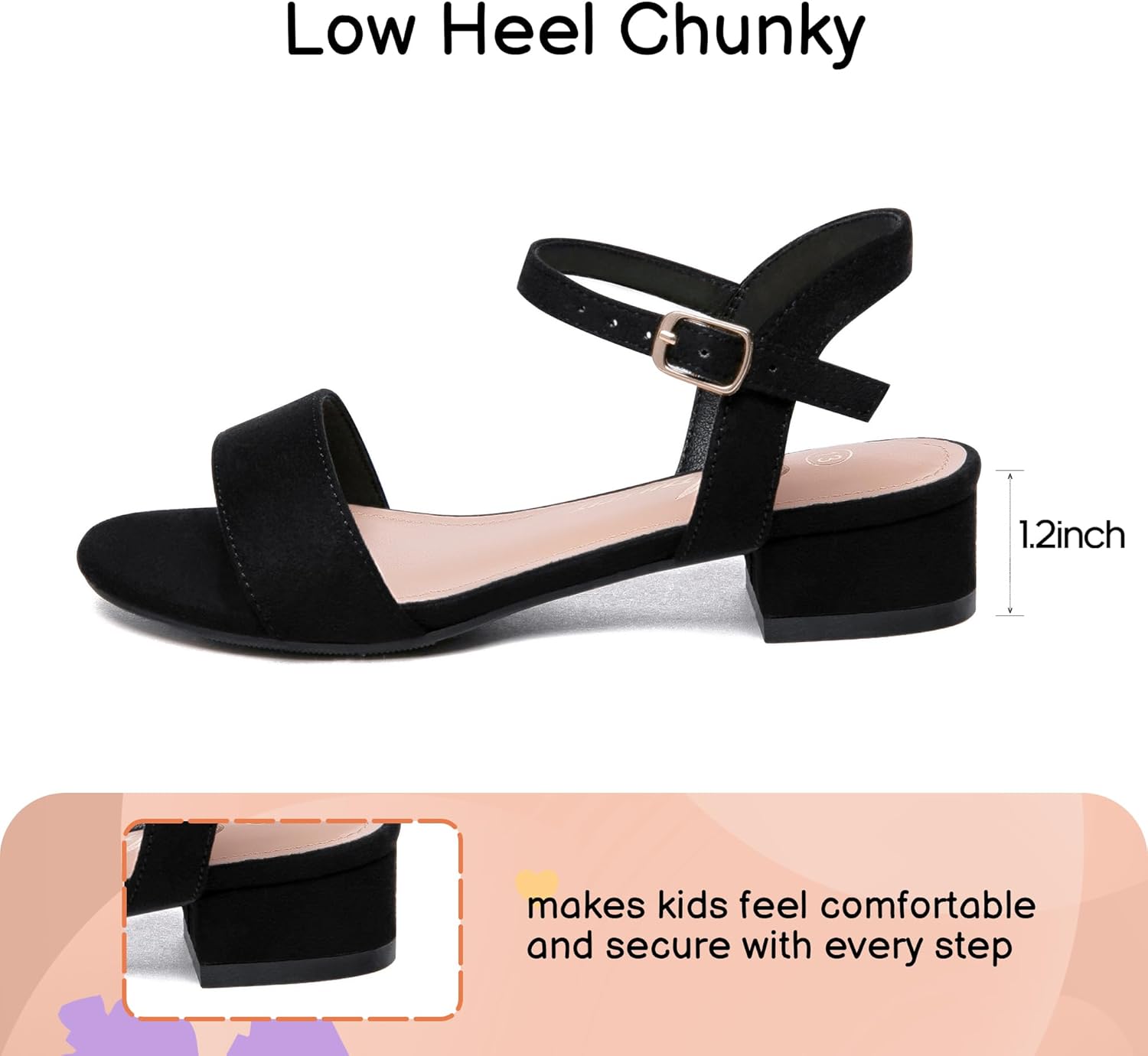 Athlefit Girls Sandals Open Toe Ankle Strap Low Heels Girl Dress Shoes For Toddler Little Big Kid - Image 3