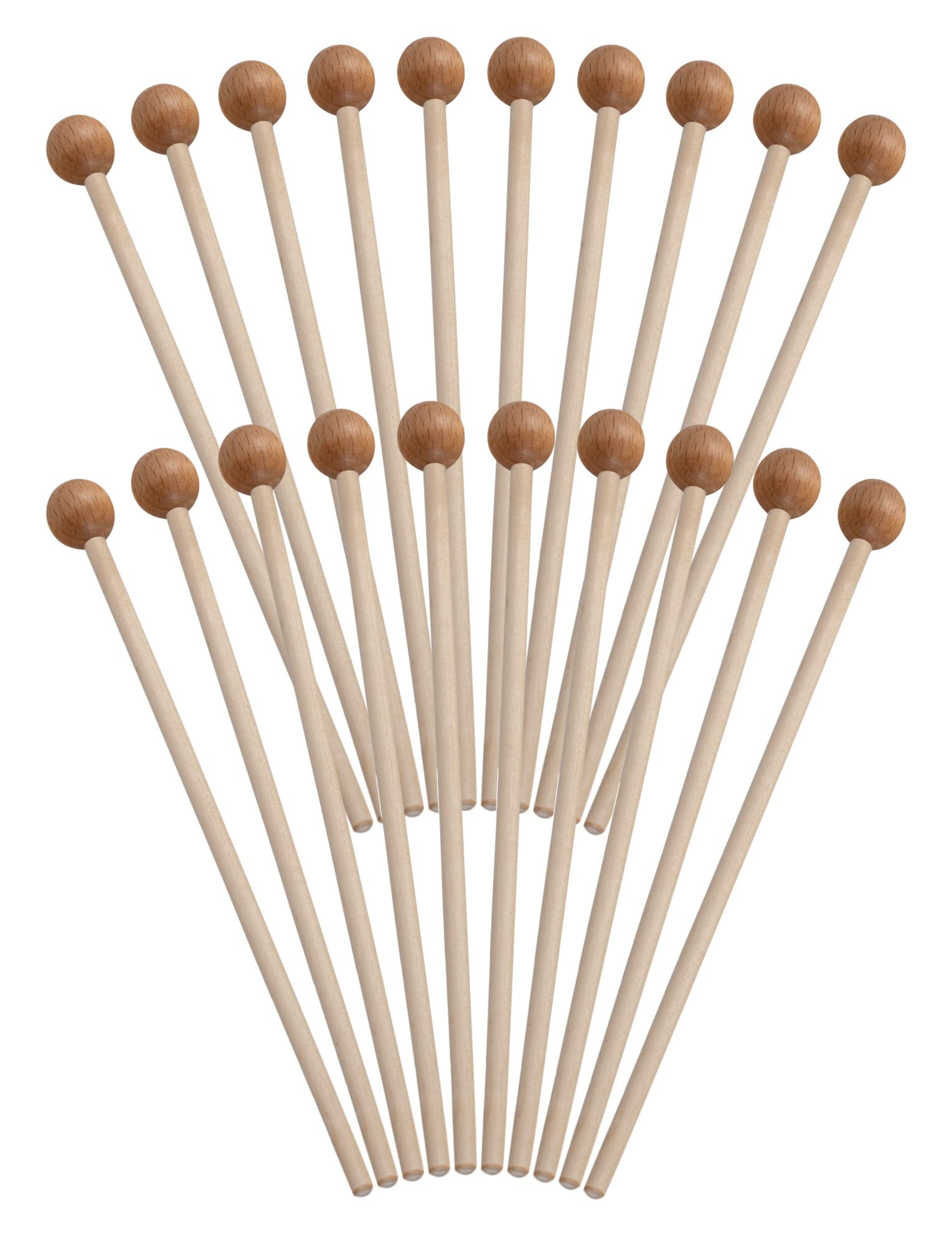 Classic Cantabile MG2218W Bacchette per Glockenspiel 10 Paia | Testa tonda in legno di faggio, Manico in acero, Lunghezza totale: 22 cm, Diametro testa: 18 mm, Diametro manico: 6 mm
