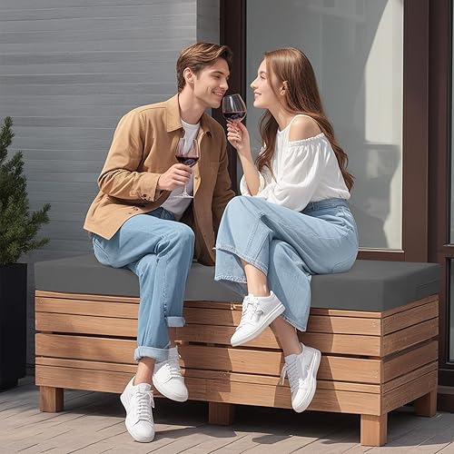 Miniatura 26 de idee-home Cojín de banco para exteriores impermeable, cojines de banco para muebles de exterior, almohadilla de asiento de repuesto para columpio