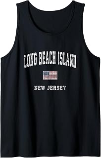 Long Beach Island New Jersey NJ Vintage American Flag Sports Tank Top
