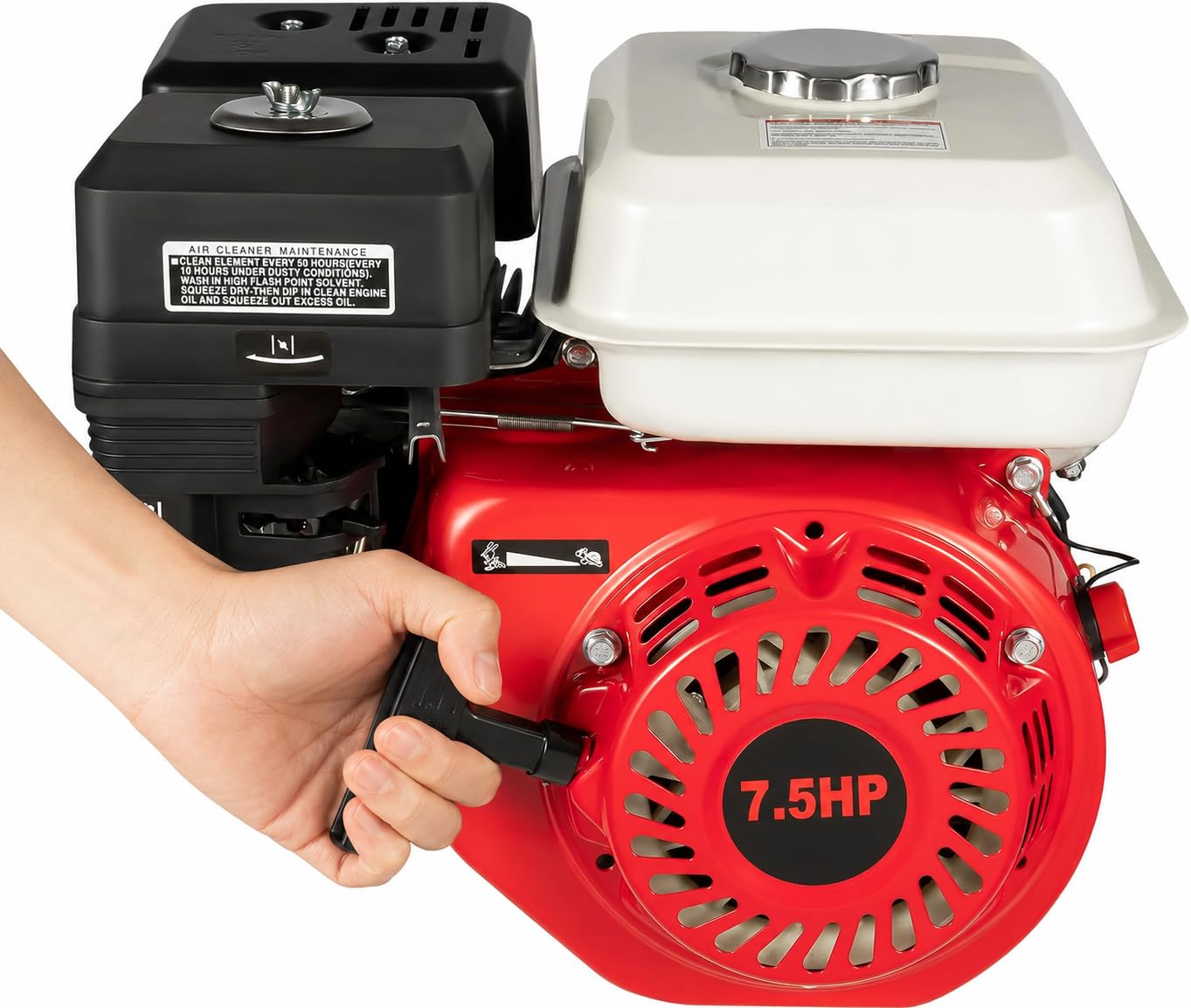 Moteur Thermique 4 Temps 7,5 CV 212cc, Moteur Essence Monocylindre 3000W 3600 tr/min, Arbre 20 mm, Démarrage par Lanceur, Refroidissement par Air, Moteur de Remplacement pour Karting, Motoculteur, Pom