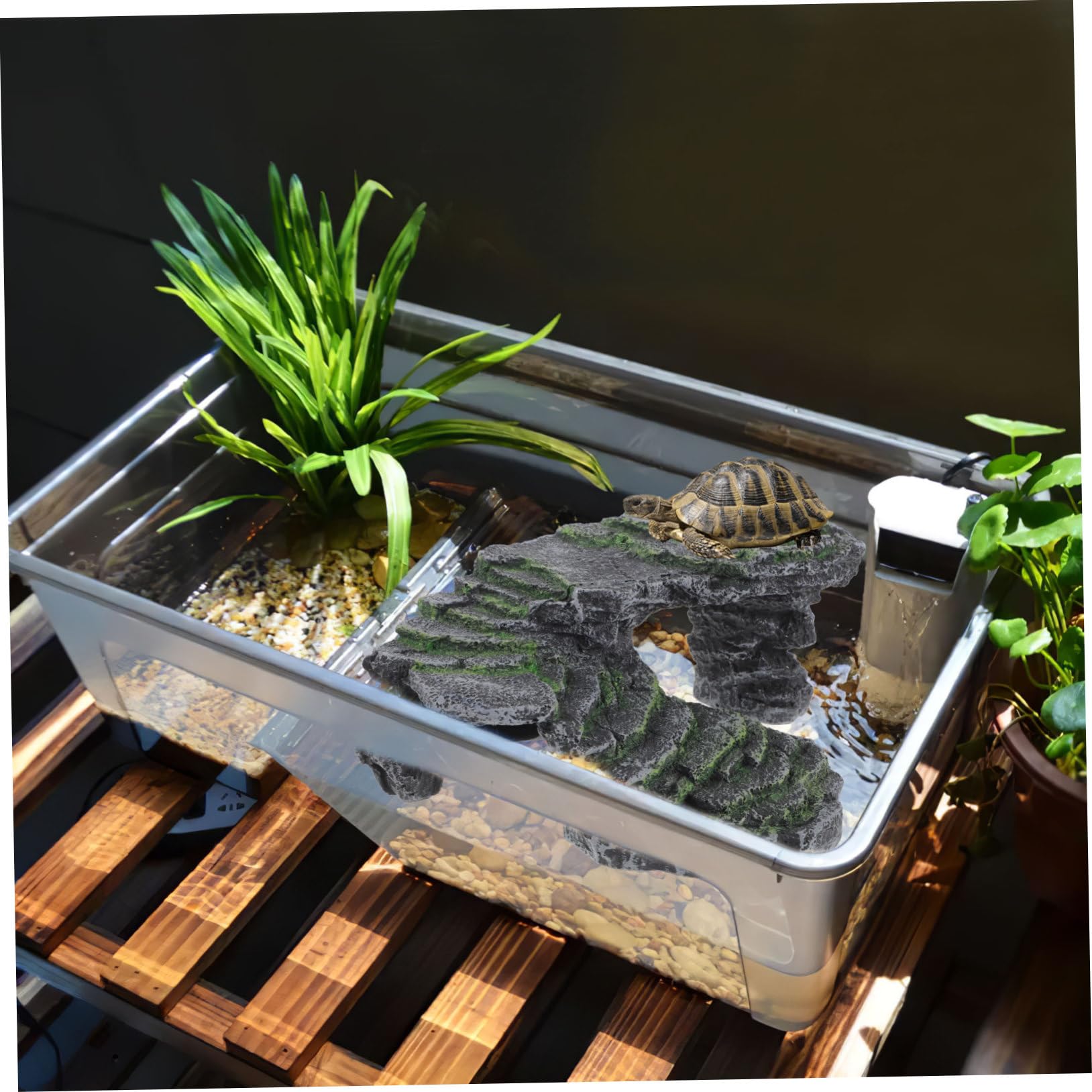 Terraza del Tanque De Tortugas Plataforma para Tomar para Reptiles Adorno De Hábitat para Tortugas Acuáticas