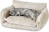 Vista 26 de Hollypet Cama para gatos, mullida, multifuncional, de doble capa, suave para mascotas, sofá ortopédico para gatos y perros pequeños, color rosa