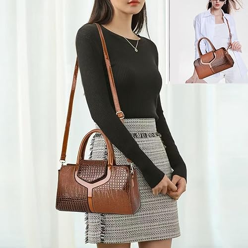 Miniatura 5 de Bolso bandolera con asa superior, bolso cruzado de cocodrilo retro para mujer