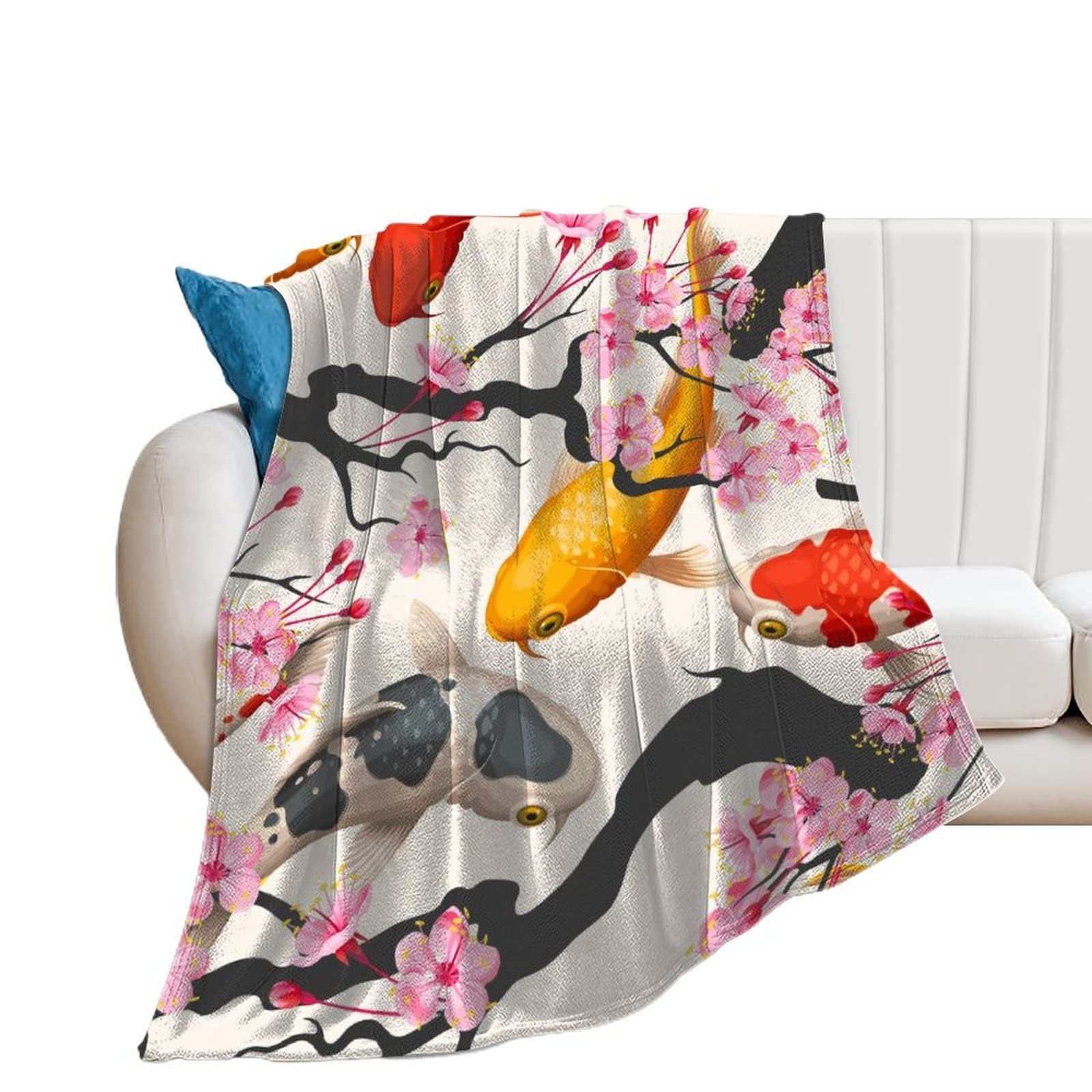 Plaid poisson rouge doux couverture flanelle jeté de canapé