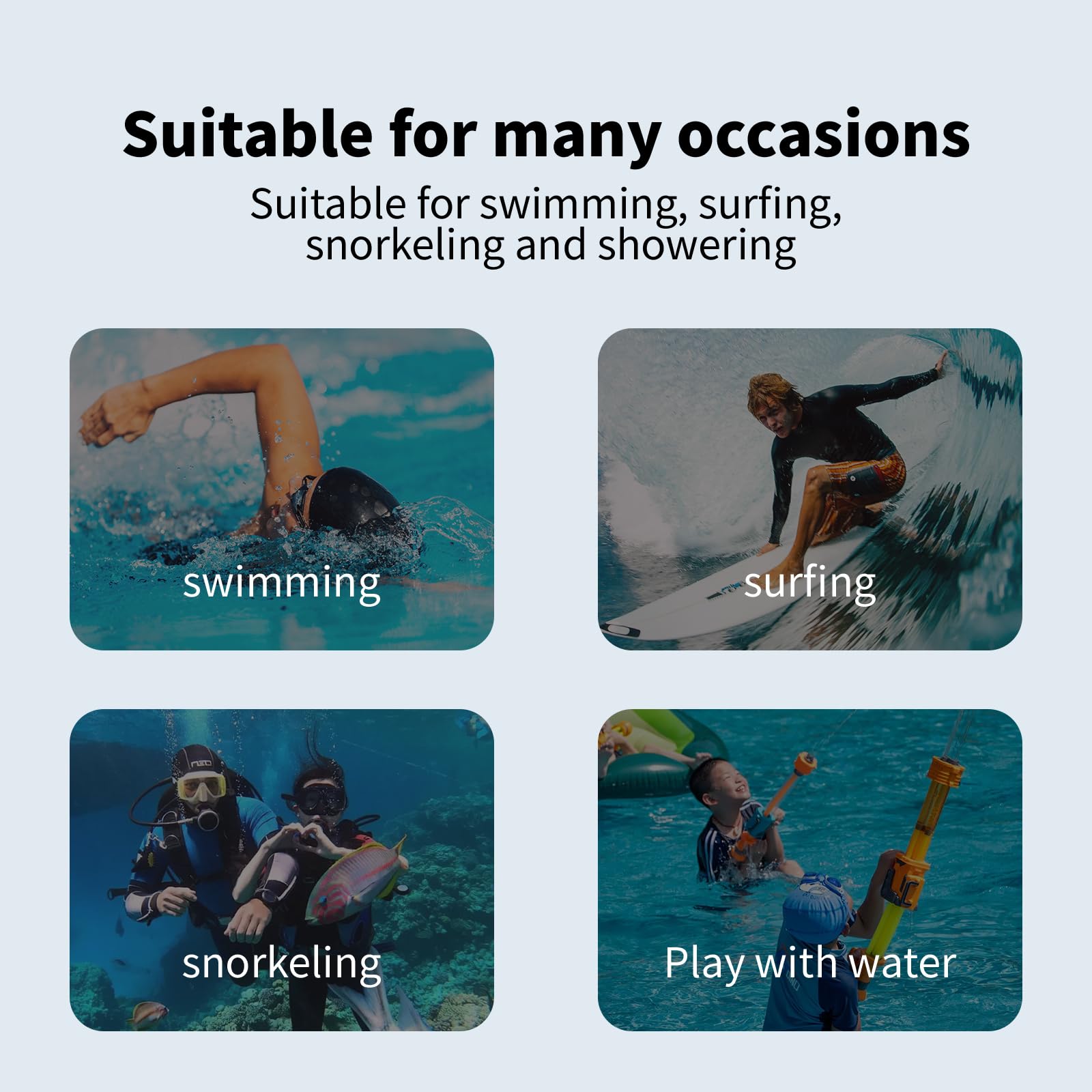 Tapones para los oídos de natación, 5 pares de tapones de silicona impermeables y reutilizables, incluye clips de nariz para natación, ducha, baño, surf, esnórquel