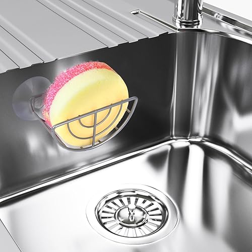 Miniatura 3 de YeeBeny Soporte de succión para fregadero de cocina, soporte de esponja de ventosa, soporte de esponja - Soporte de esponja de succión, organizador