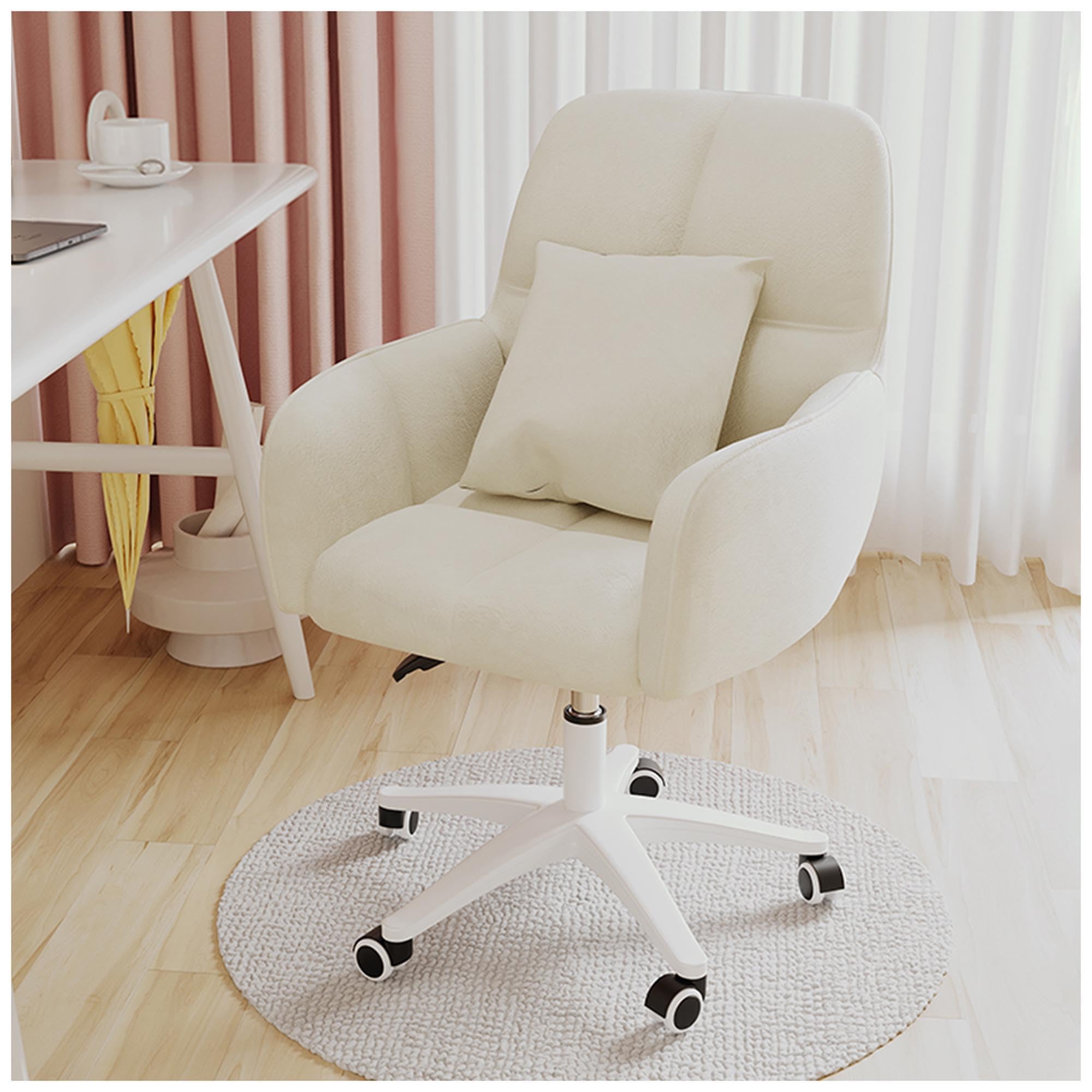 METTEOR Home Office Chair with Wheels & Lumbar Support - Modern table Cuter Chair for Living Room Bedroom Study Vani - Adjustable Height 75-84cm (Wei? Height 75)