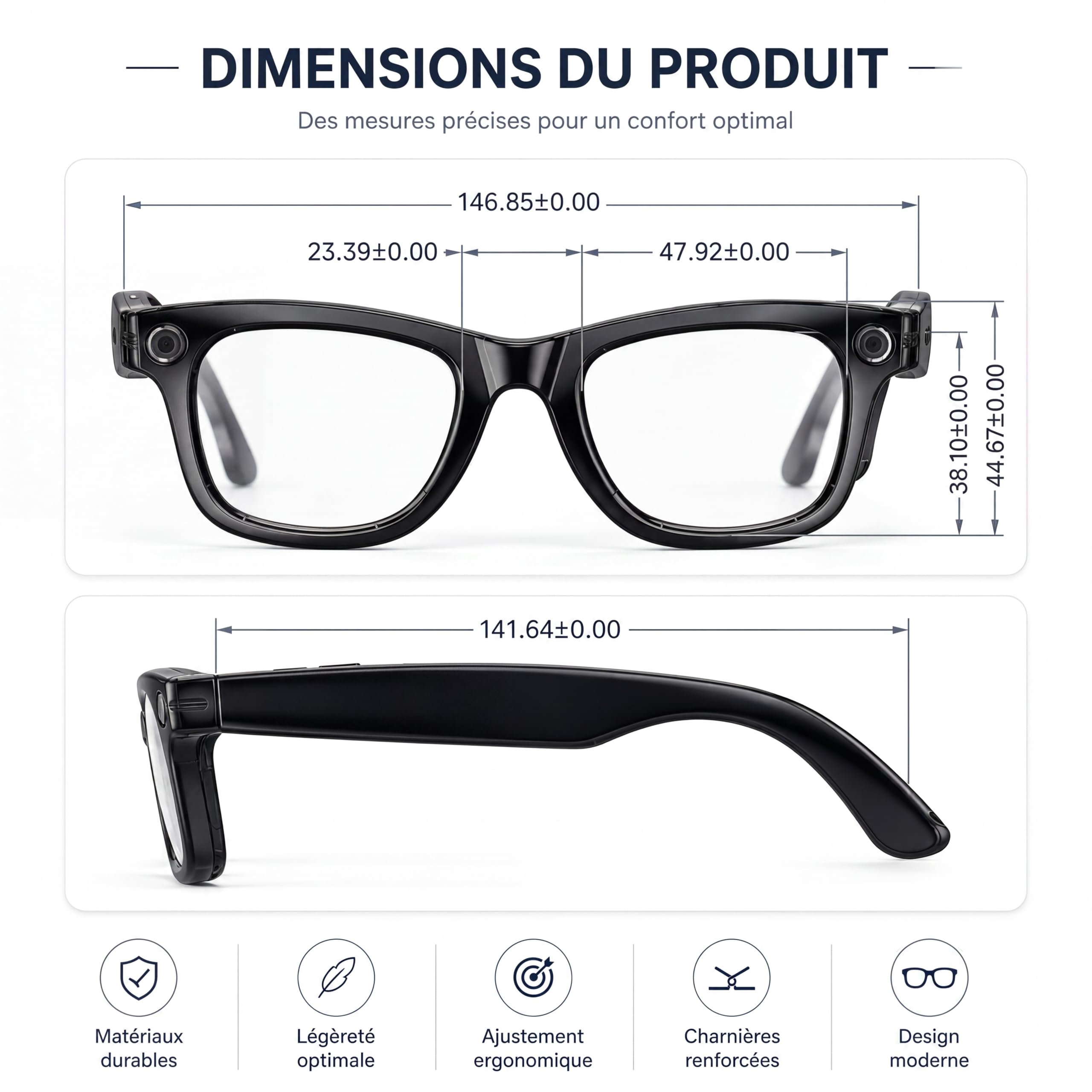 Korons Lunette Connectée Lunettes Connectées avec Assistant Vocal IA Reconnaissance Intelligente Caméra HD Bluetooth Smart Glasses Idéales pour Travail et Voyage (Photochromique)