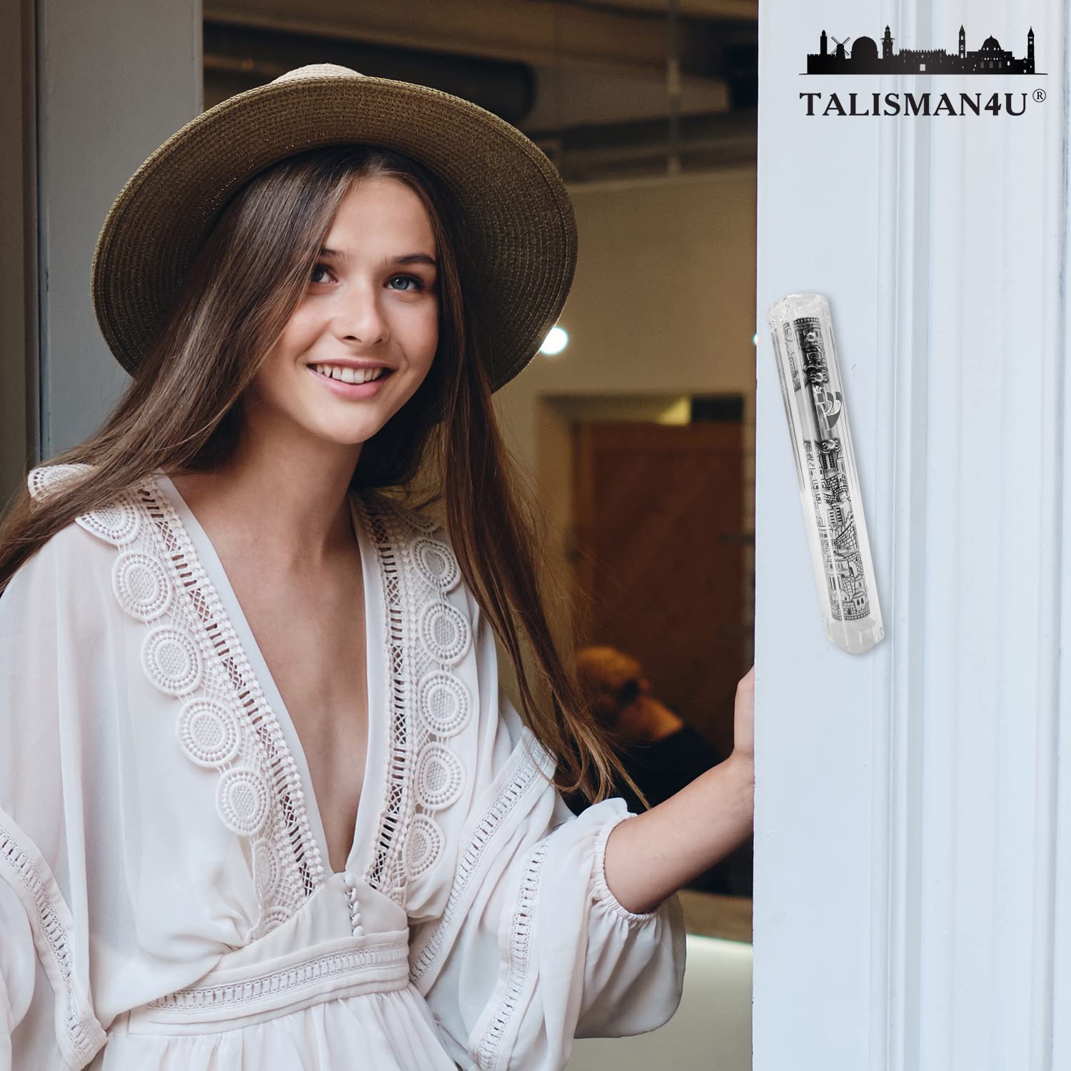Clear Waterproof Mezuzah Case With Silver Hebrew Shin - 5 Inch Israel Made Door Mezuzah With Scroll
