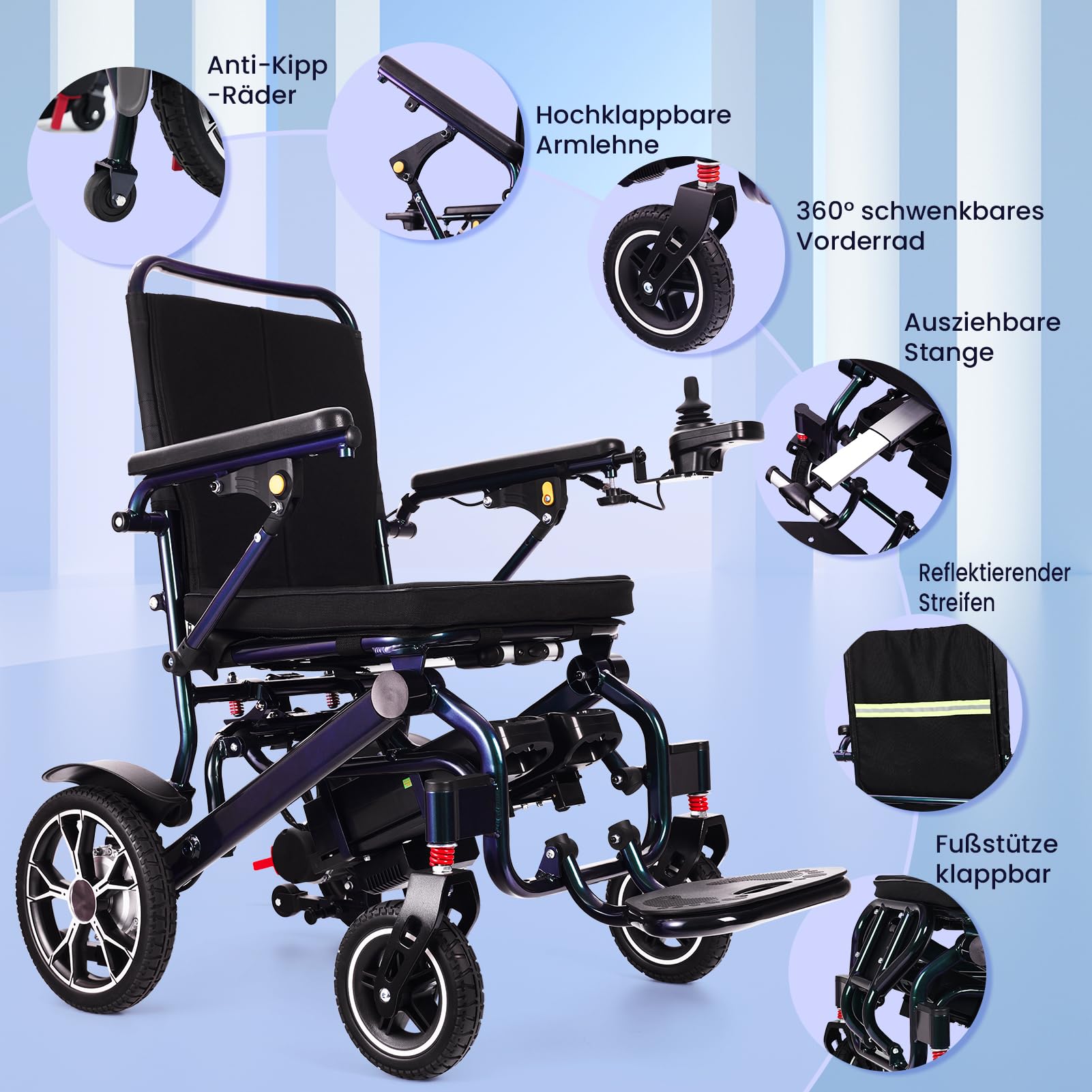 Chaises roulantes électriques ultra-légères pour adultes, pliables, avec télécommande, autonomie de 40 km, pour tous les terrains, réglables, télescopiques, homologuées pour le transport aérien