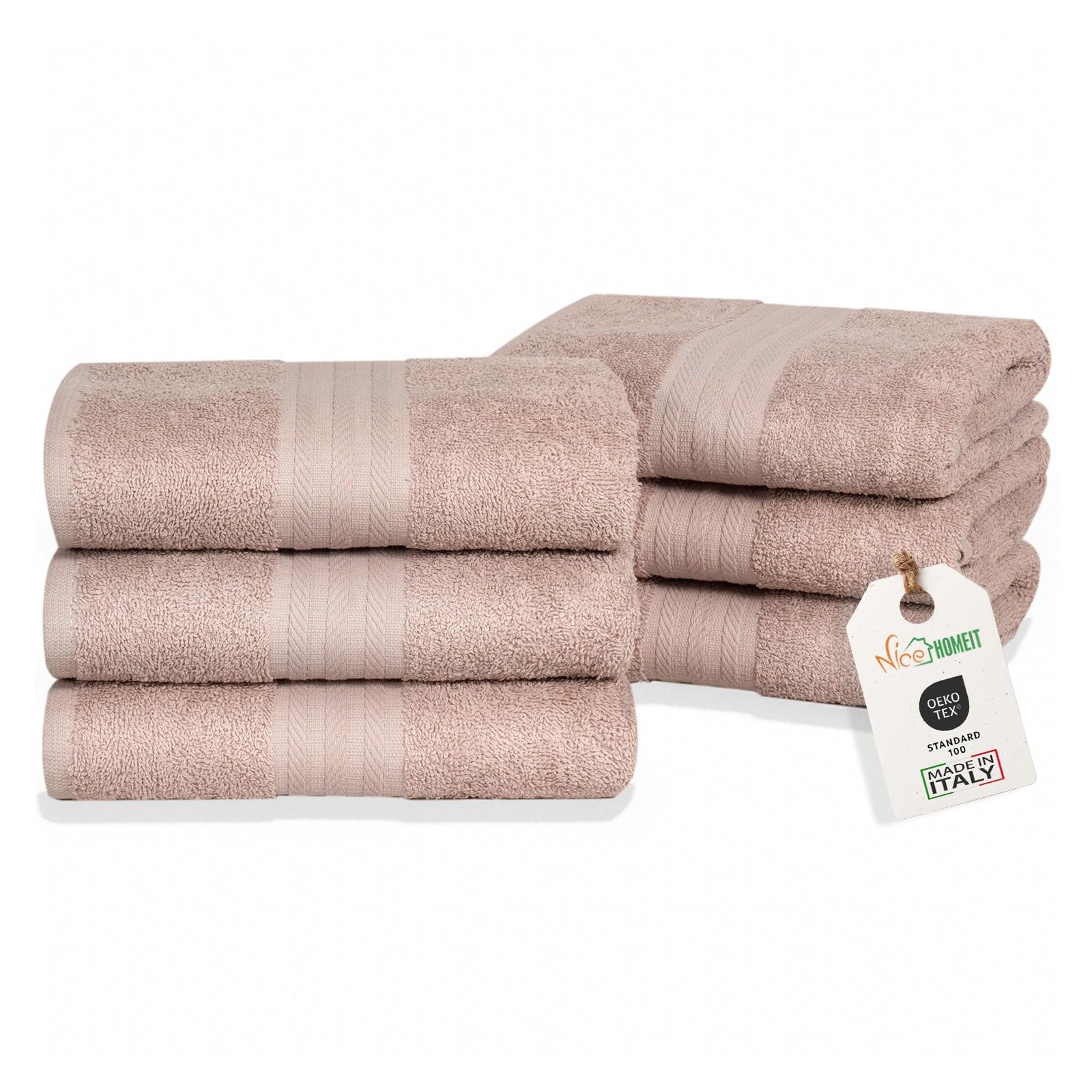 nice homeit - Set 6 Asciugamani viso e ospite in Cotone 40x75 in 100% cotone filato ad anello – set asciugamani bagno viso e bidet Extra Morbidi e Assorbenti. MADE IN ITALY - CIPRIA