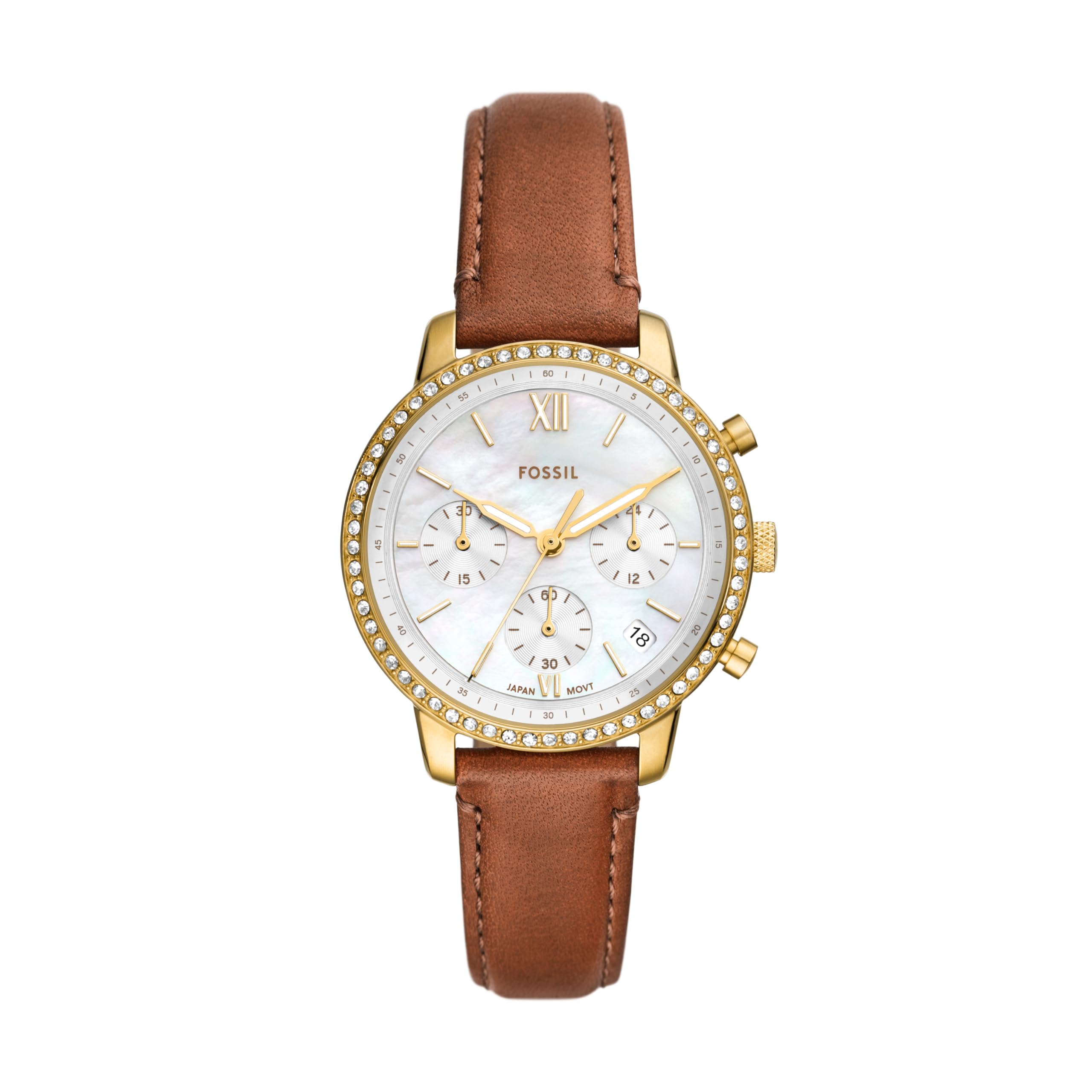 Fossil Women Neutra Brown Quartz Leather Chronograph Watch Es5278, Dial-Color:Off-White, Band Color:Brown (B0CRDG22TQ) Amazon Price History, Amazon Price Tracker