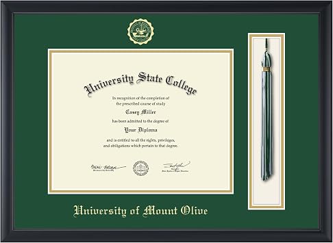 Mount Olive Tassel & Cord Diploma Frame, 8.5 X 11, Obsidian, Seal