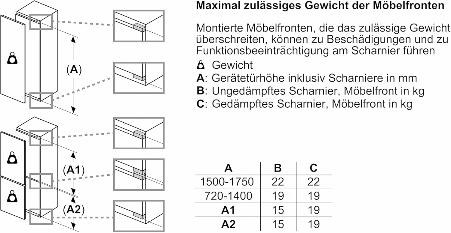 Neff K4336XFF0 - Frigorifero da incasso con congelatore N50/A++, 82,0 x 60,0 cm (altezza x larghezza), 108 l, congelatore, 15 l [Classe di efficienza energetica A++]