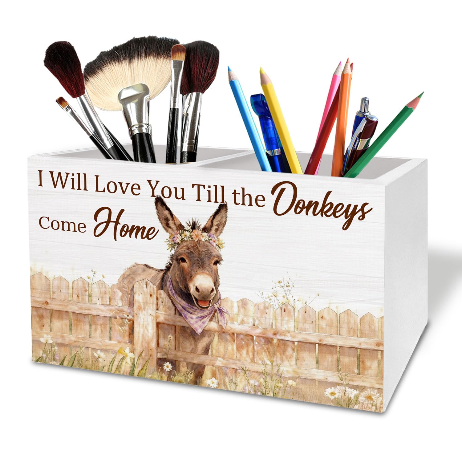 Portapenne rustico per scrivania, per amanti degli asini, regalo per gli amanti degli asini, decorazione da scrivania per camera dei bambini e ragazze, decorazione per la casa, organizer per