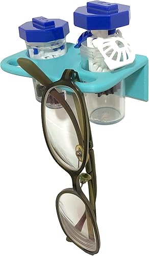 Funda multiusos para lentes para soluciones de cuidado transparentes con compartimento para gafas (funda no incluida), 2 personas, azul