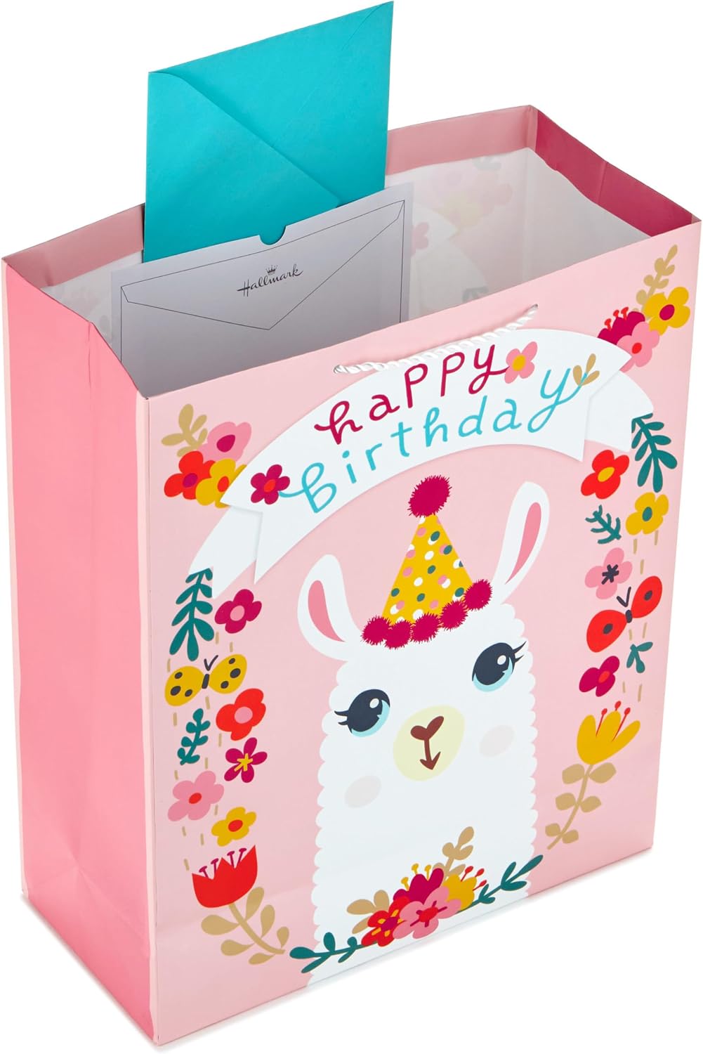 Hallmark 15" XL Gift Bag with Tissue Paper for Birthdays (Llama & Flowers) image 4