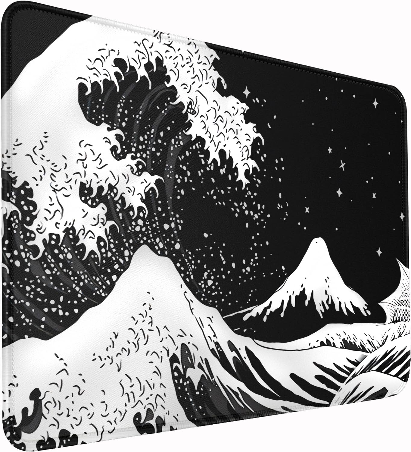 Large Gaming Mouse Pad with Double Stitched Edges, 14.9 x 11.7 inches Premium-Textured & Waterproof Mousepad, Nonslip Natural Rubber Base Mouse pad for Laptop,Computer, Office, Wave White