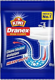 Mr. Muscle Kiwi Dranex Drain Cleaner Powder, 50g | Removes Clogs, Blockages in Washbasin, Septic Tank, Sinks, Pipes in Just 30 Minutes