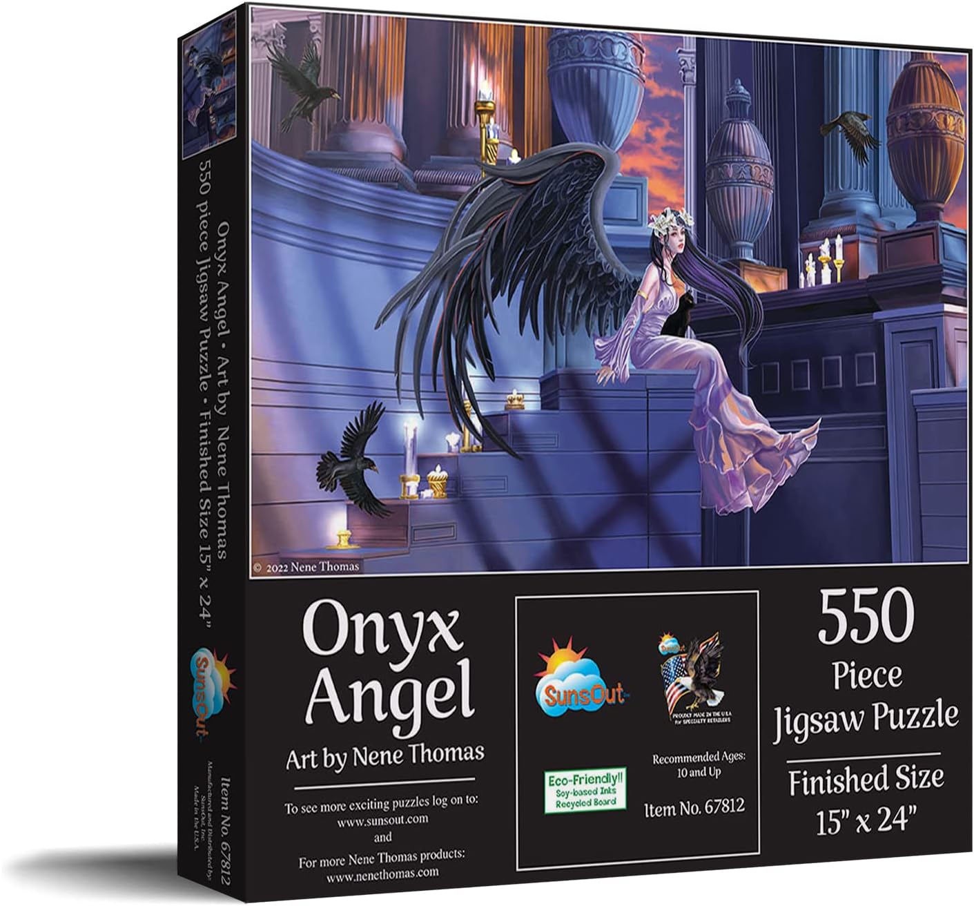 SUNSOUT INC - Onyx Angel - 550 pc Jigsaw Puzzle by Artist: Nene Thomas - Finished Size 15" x 24" Fantasy - MPN# 67812