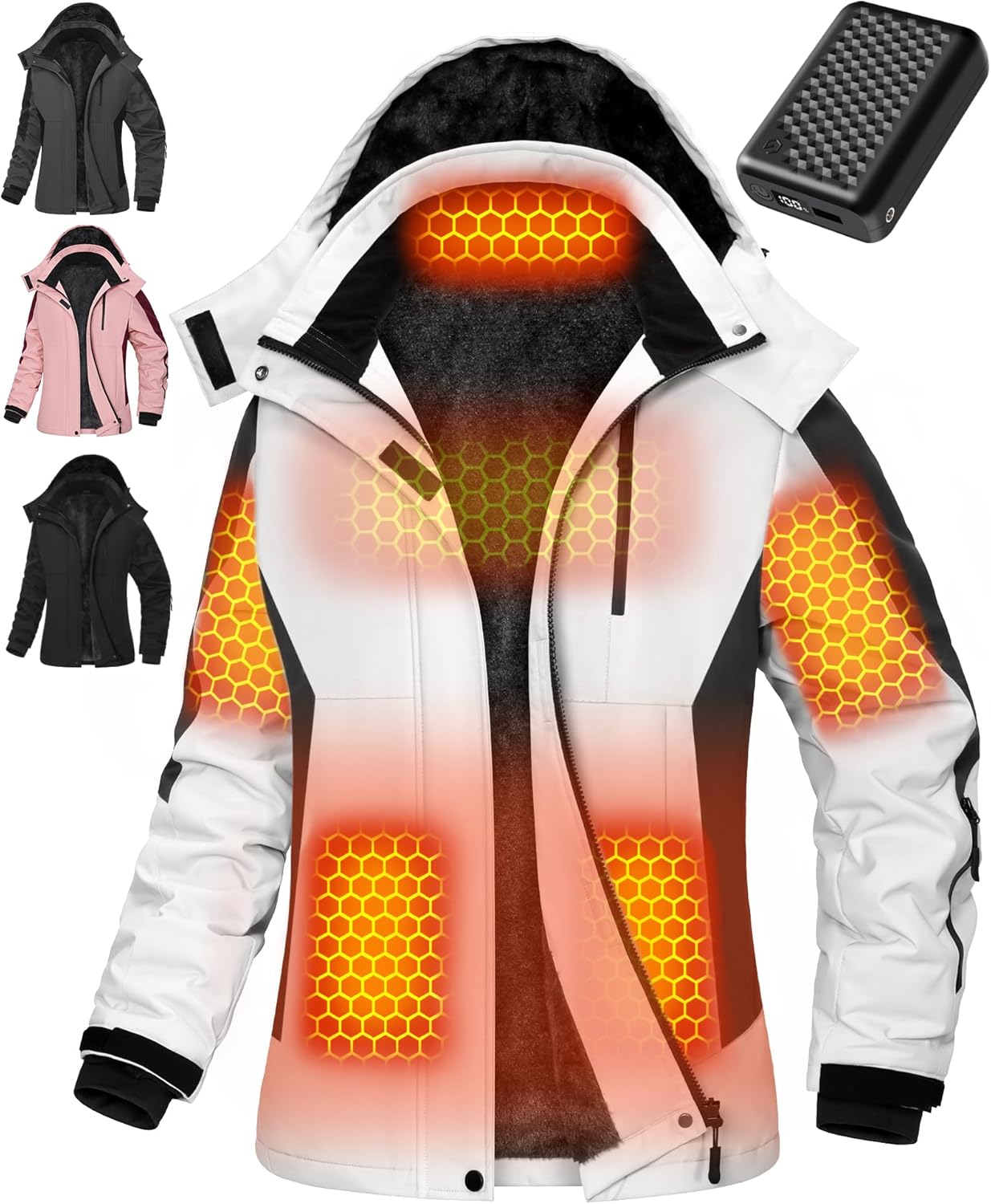 Wulcea Graphene Heated Jacket For Women 12V 18400mAh Fast Charge With Large Capacity