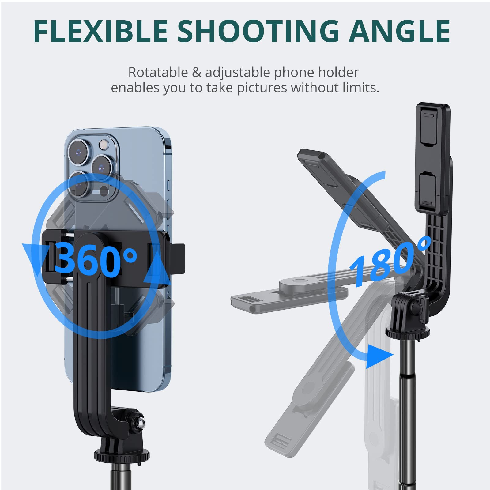 ATUMTEK Kijek do selfie ze zdejmowanym pilotem zdalnego sterowania Bluetooth, 150 cm, wysuwany kijek do selfie do iPhone'a i systemu Android, nagrywanie wideo, blogowanie i transmisja na żywo