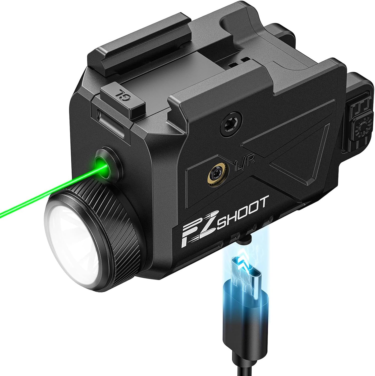 EZshoot 800 Lumens Laser Light Combo Rechargeable, Flashlight with Slidable Rail Compatible with GL Rail, Flashlight with Laser Beam