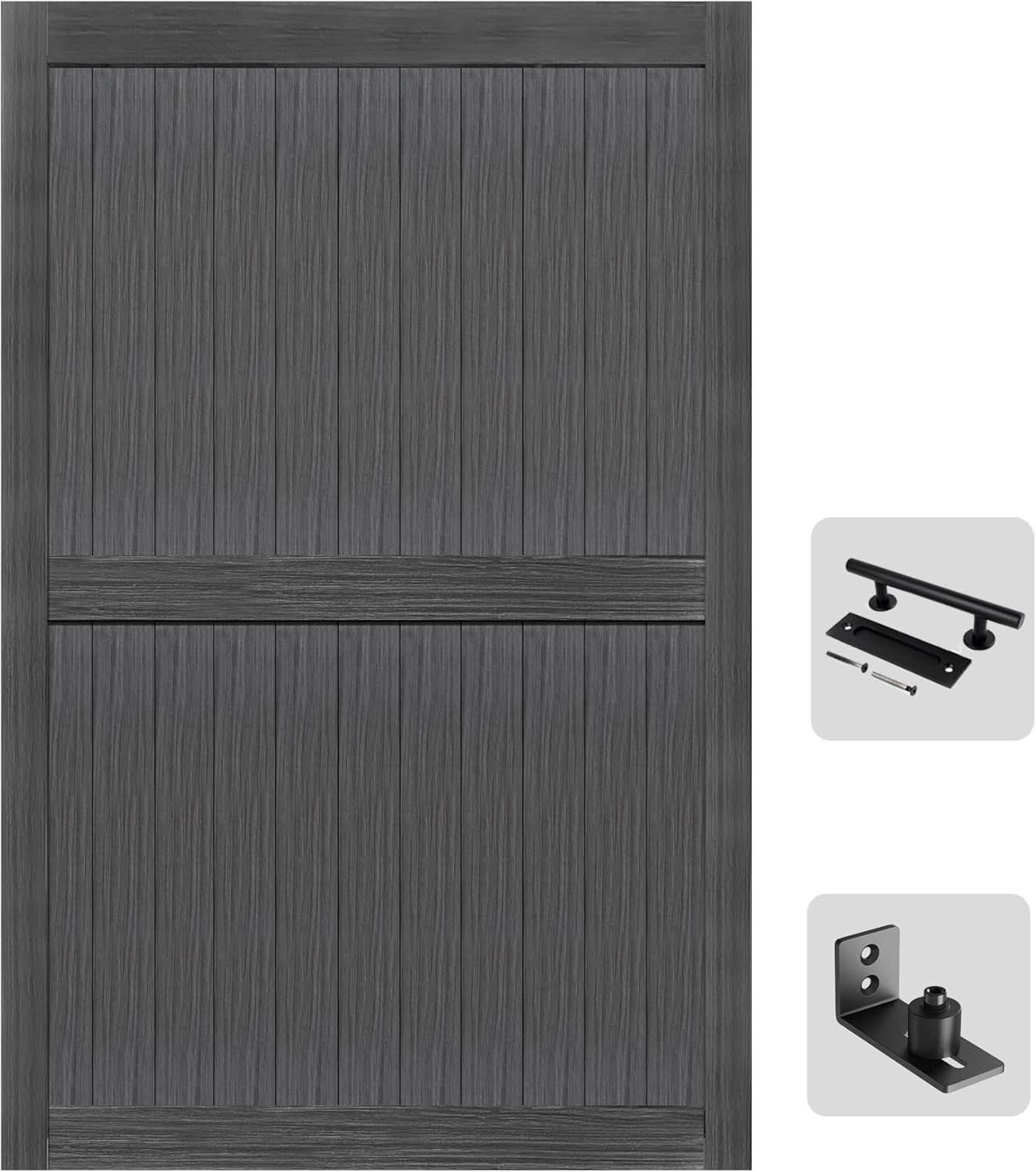 S&Z TOPHAND 54in x 84in MDF Deep Gray Barn Door, 24-60in Solid Barn Door Slab Covered with Water-Proof PVC Surface, Simple Assembly is Required